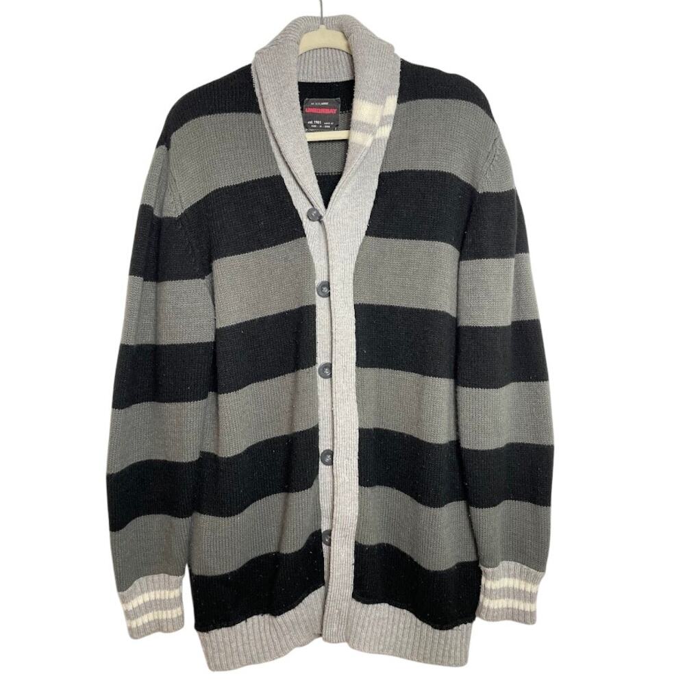 Y2K UNIONBAY Mens Striped Cardigan Academia Preppy Sweater Poetcore Size XXL‎